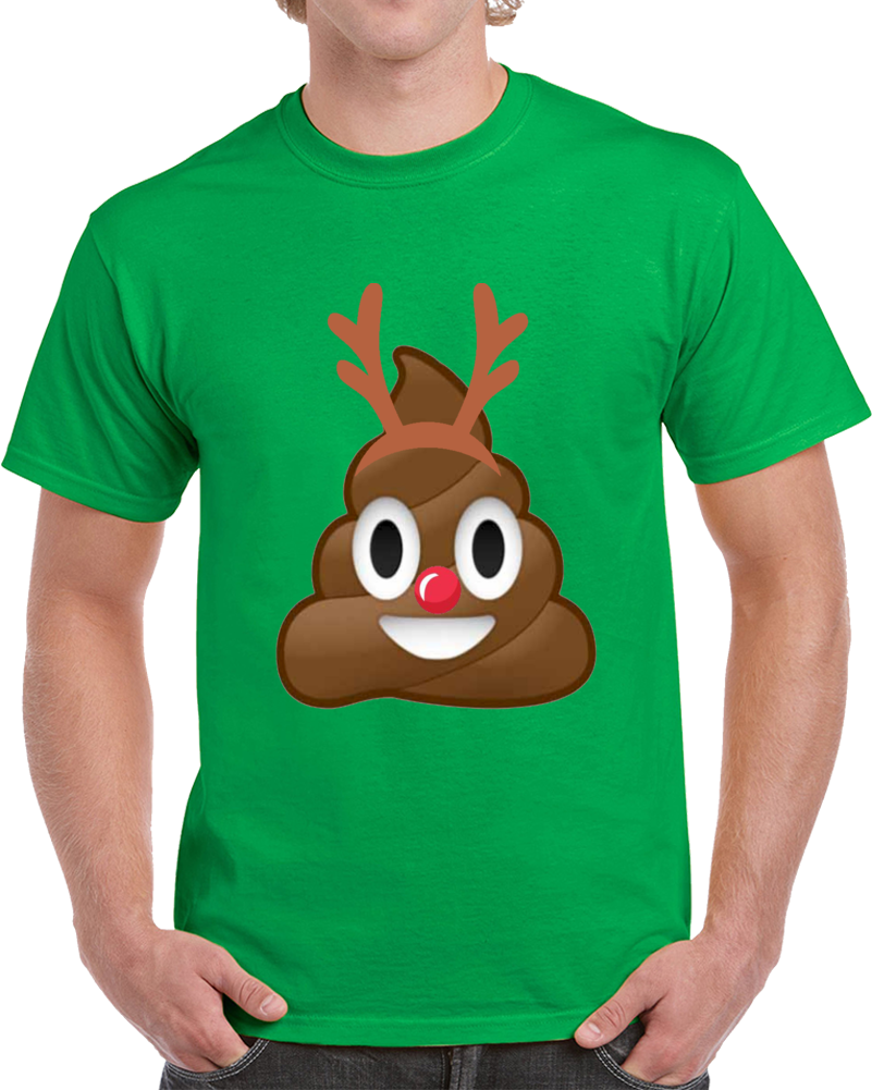 Christmas Poop Emoji Holiday Reindeer Antlers T Shirt