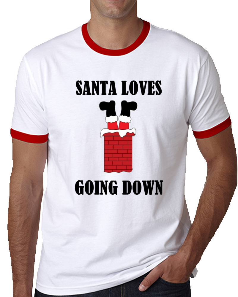 Santa Loves Going Down Clever Rude Christmas Shirt